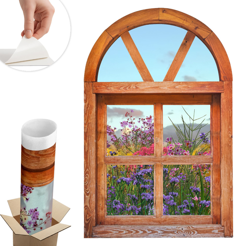 Fototapeta okno 3D 52x80 Kvetinové okno