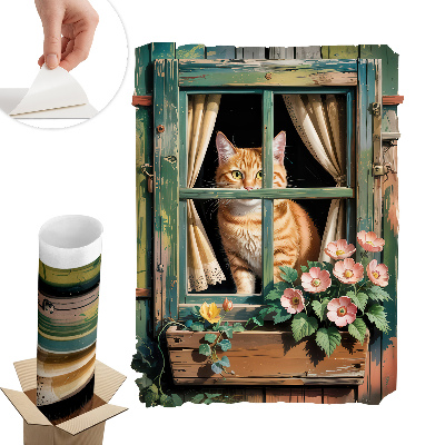 Fototapeta okno 3D 60x80 Mačiatko v okne