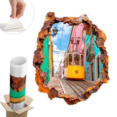 Nálepka na stenu diera 3D 66x80 Nostalgická krajina