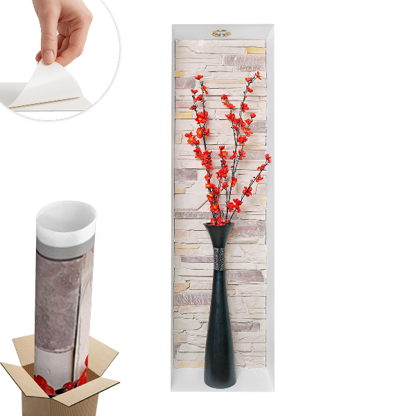 3D nálepka na stenu 23x80 Kvety a kamene