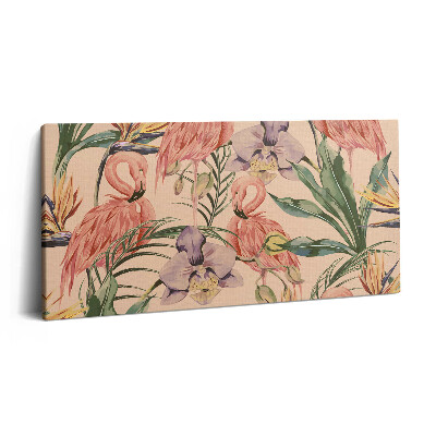Fotoobraz na plátne 100x50 Plameniaky a orchidey v džungli.