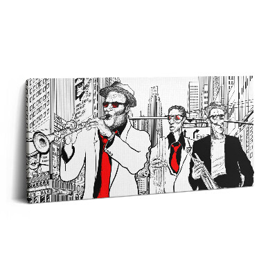 Fotoobraz na plátne 100x50 Hudobníci v meste s červenými kravatami.