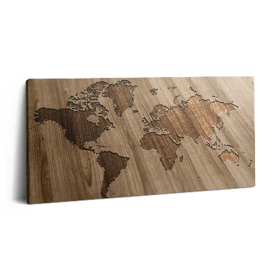 Obraz na plátne 100x50 Drevená mapa sveta na plátne.
