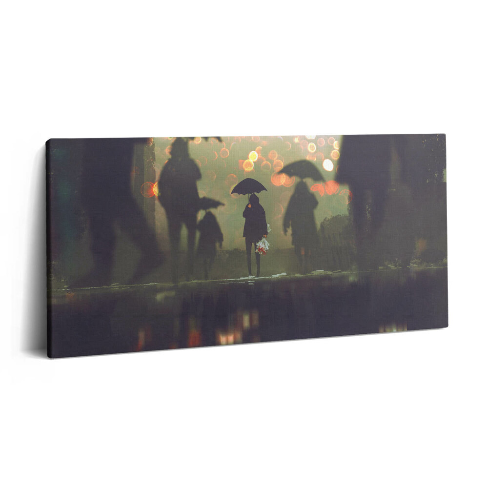Fotoobraz na plátne 100x50 Osamelý chodec v daždi.