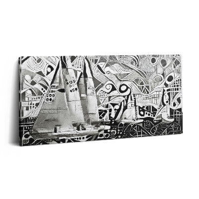 Fotoobraz na plátne 100x50 Čiernobiele abstraktné plachetnice.