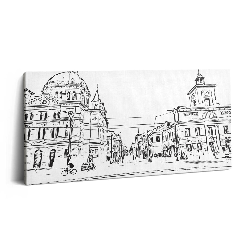 Obraz na plátne 100x50 Historická ulica s cyklistami.