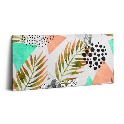 Obraz na plátne 120x60 Tropické listy a geometrické tvary