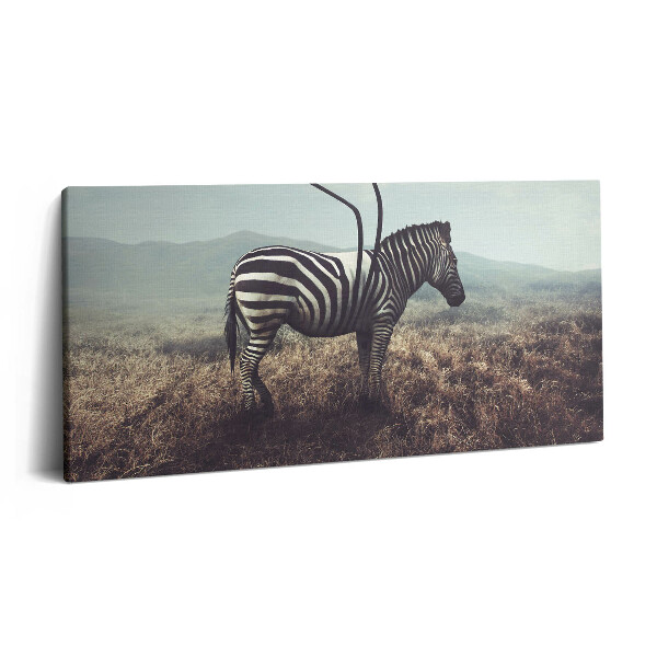 Obraz na plátne 120x60 Zebra s lampou na chrbte