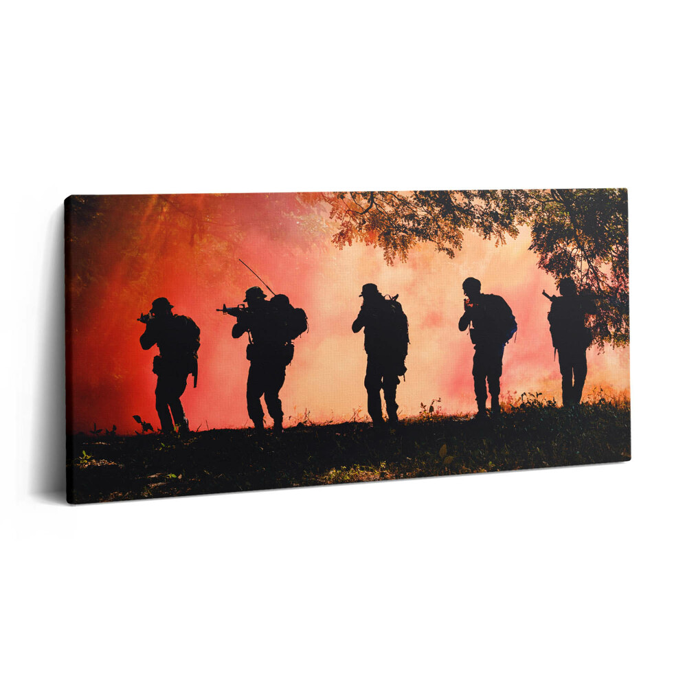 Fotoobraz na plátne 120x60 Siluety vojakov pri západe slnka