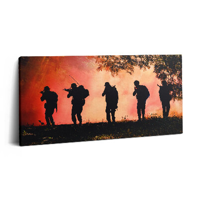 Fotoobraz na plátne 120x60 Siluety vojakov pri západe slnka