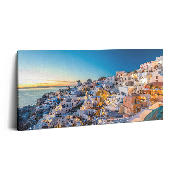 Fotoobraz na plátne 120x60 Santorini pri západe slnka