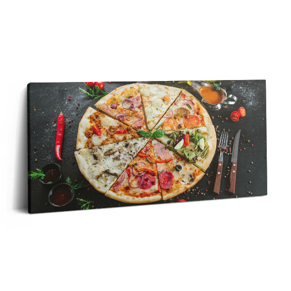 Obraz na plátne 120x60 Pestrá pizza na tmavom pozadí