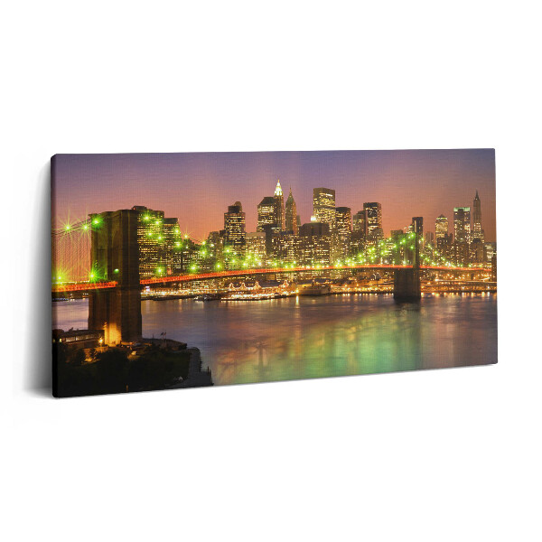 Obraz na plátne 120x60 Brooklynský most a večerné mesto