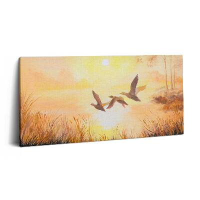 Obraz na plátne 120x60 Lietajúce kačice pri západe slnka