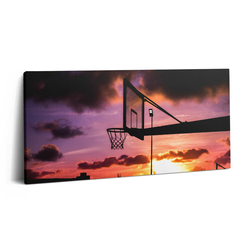 Obraz na plátne 120x60 Basketbalový kôš pri západe slnka