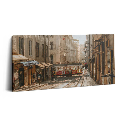 Obraz na plátne 120x60 Električka v historickej uličke