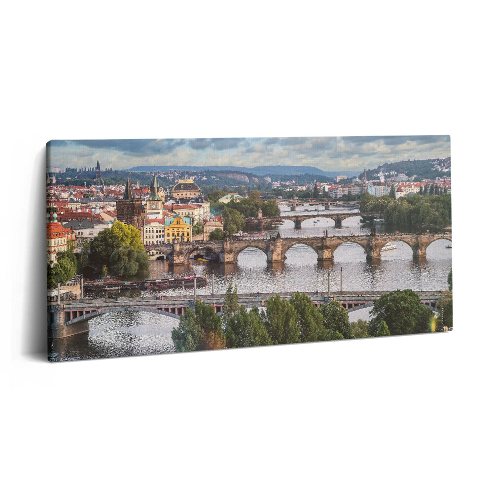 Obraz na plátne 120x60 Mosty nad riekou v historickom meste