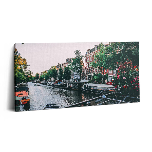 Fotoobraz na plátne 120x60 Kanál v letnom Amsterdame