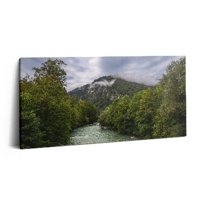 Fotoobraz na plátne 120x60 Hmlisté hory nad riekou