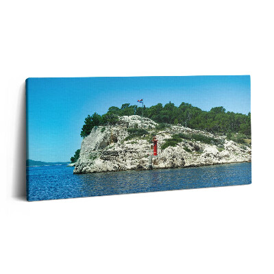 Obraz na plátne 120x60 Maják na skalnatom pobreží