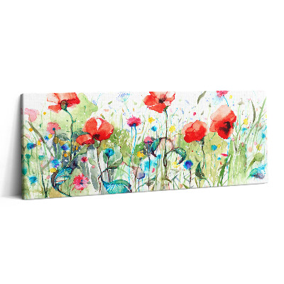 Obraz na plátne 125x50 Kvetinová lúka s červenými makmi