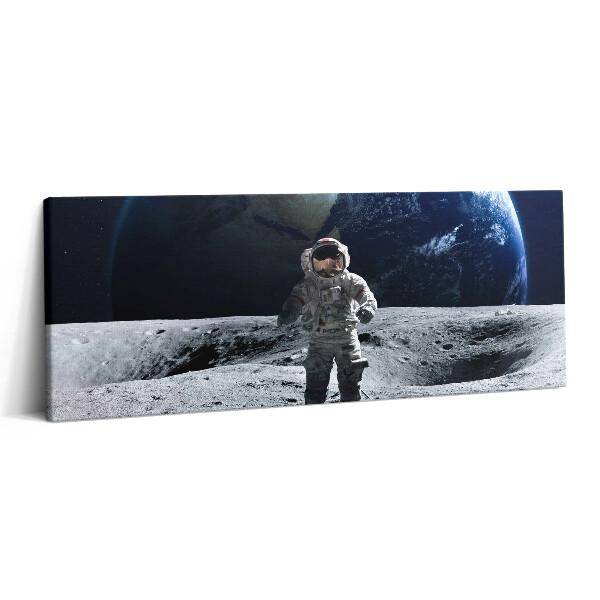 Fotoobraz na plátne 125x50 Astronaut na mesačnom povrchu so Zemou