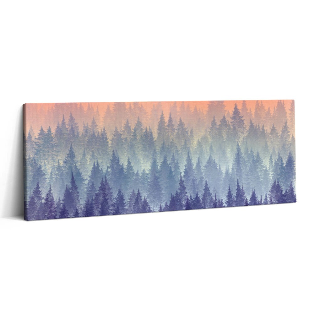 Obraz na plátne 125x50 Hmlistý les v súmraku farieb