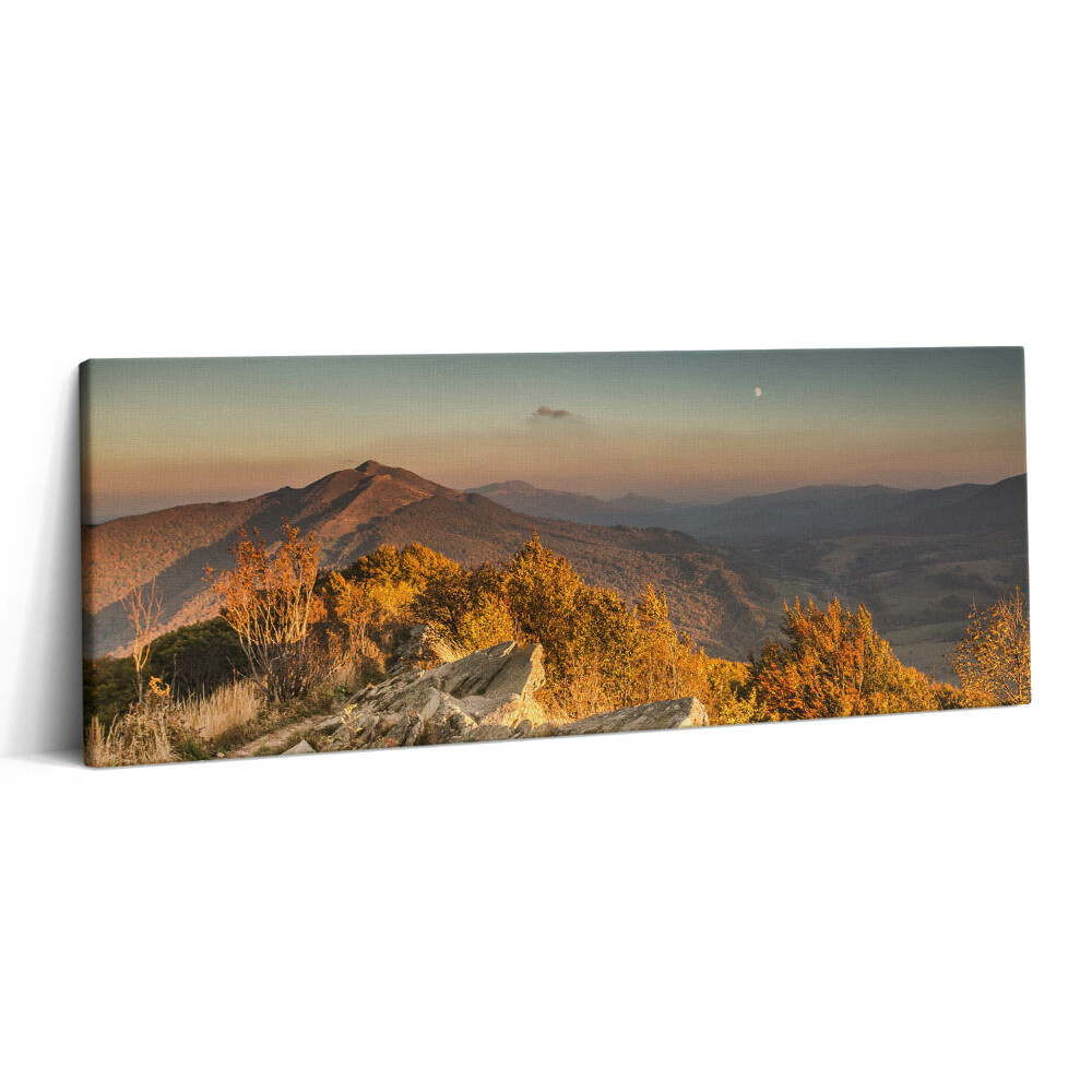 Obraz na plátne 125x50 Zlaté hory pri západe slnka