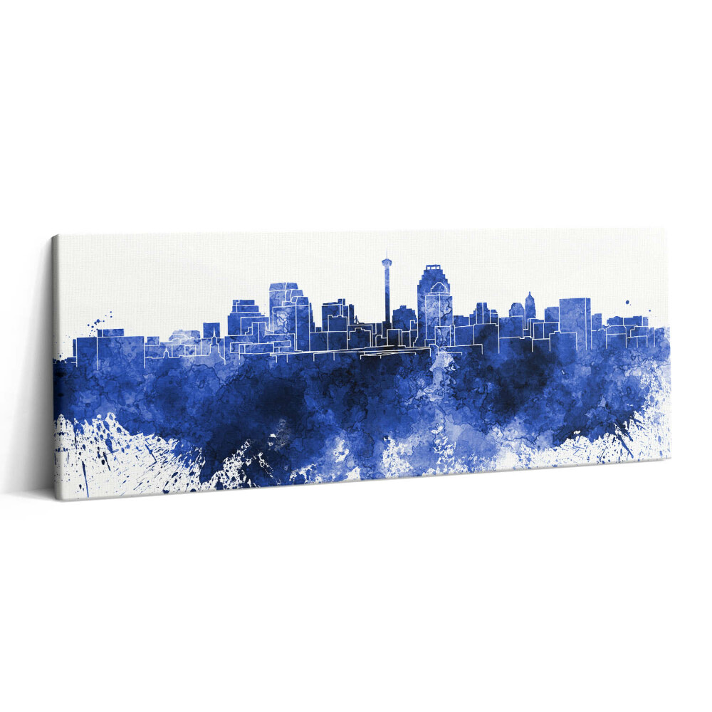 Fotoobraz na plátne 125x50 Modrá silueta mesta na plátne