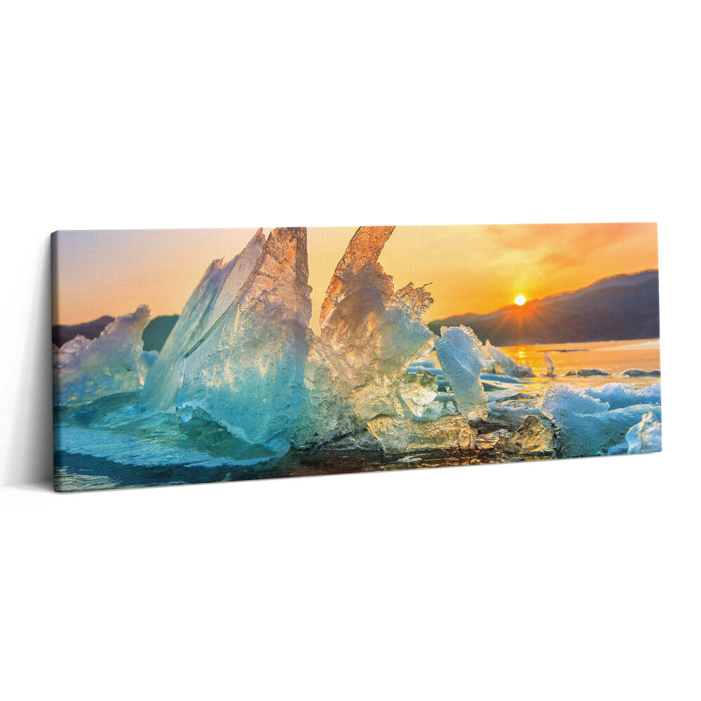 Fotoobraz na plátne 125x50 Západ slnka nad ľadovými kryhami