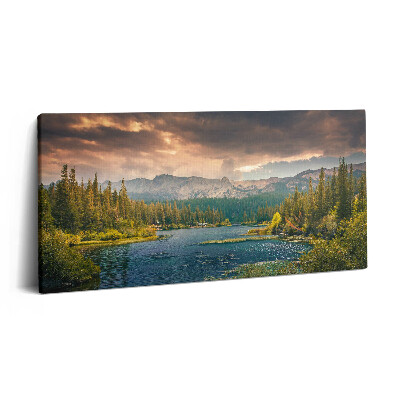 Fotoobraz na plátne 140x70 Jazero v horách pri západe slnka