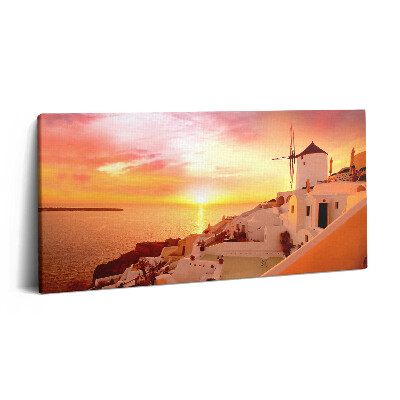 Fotoobraz na plátne 140x70 Západ slnka nad Santorini