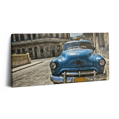 Fotoobraz na plátne 140x70 Modré auto na kubánskej ulici