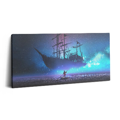 Obraz na plátne 140x70 Loď v nočnom nebi
