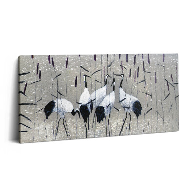 Fotoobraz na plátne 140x70 Žeriavy v rákosí