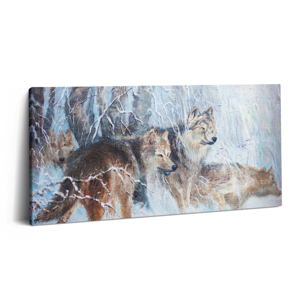 Fotoobraz na plátne 140x70 Vlci v zimnom lese