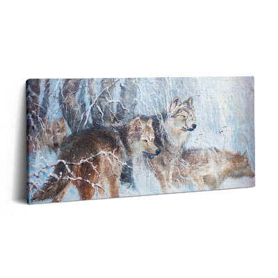 Fotoobraz na plátne 140x70 Vlci v zimnom lese