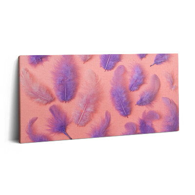 Fotoobraz na plátne 140x70 Fialové perie na ružovom pozadí