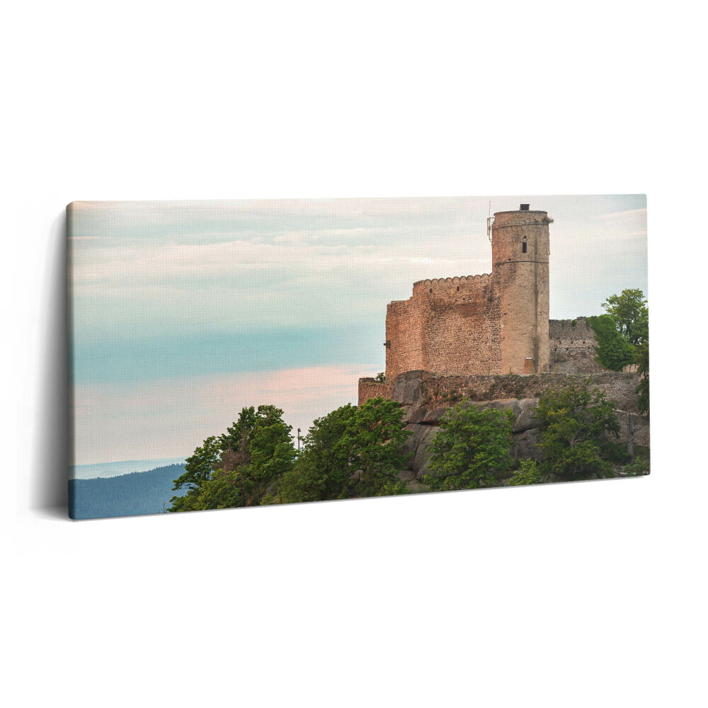 Obraz na plátne 140x70 Hrad na útesu pri západe slnka