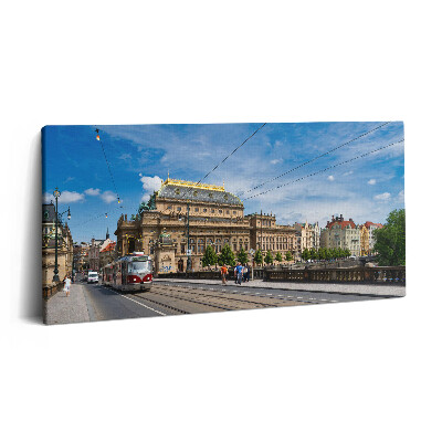 Obraz na plátne 140x70 Električka pred historickou budovou