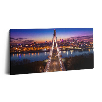 Obraz na plátne 140x70 Most cez rieku za súmraku