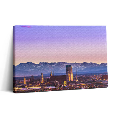 Obraz na plátne 30x20 Mestská panoráma s horami v pozadí