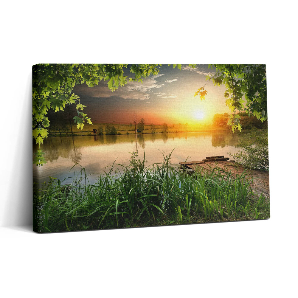 Obraz na plátne 30x20 Pokojný západ slnka nad jazerom
