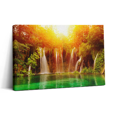 Obraz na plátne 30x20 Vodopády v zlatom svetle