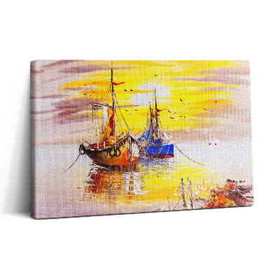 Obraz na plátne 30x20 Lode v žiare zapadajúceho slnka