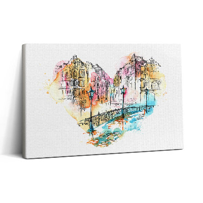 Obraz na plátne 30x20 Mestská krajina v tvare srdca