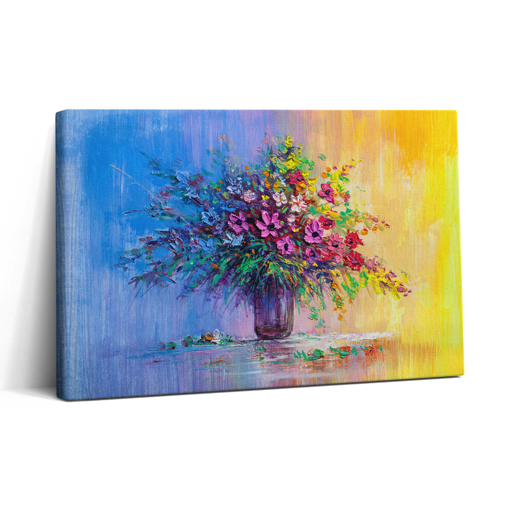 Obraz na plátne 30x20 Farebná harmónia kvetov vo váze