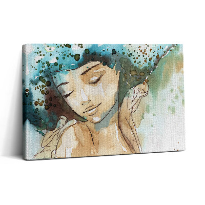 Obraz na plátne 30x20 Pokojná snová žena s modrými vlasmi