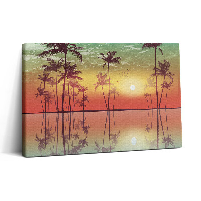 Obraz na plátne 30x20 Palmy pri západe slnka nad vodou