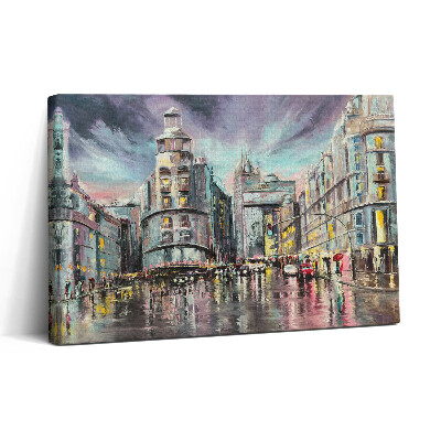 Obraz na plátne 30x20 Mesto v daždivom súmraku